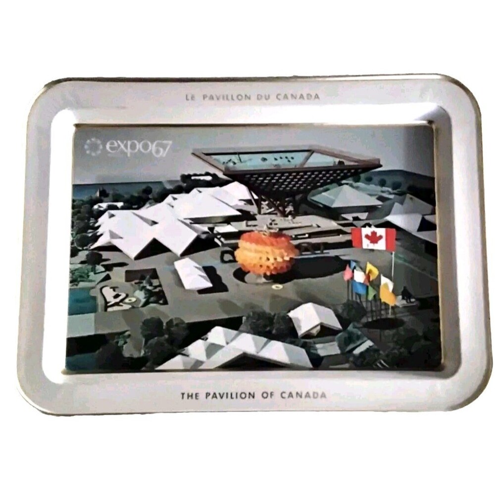 Vintage World's Fare EXPO 67 Montreal Metal Tray le pavilion du Canada